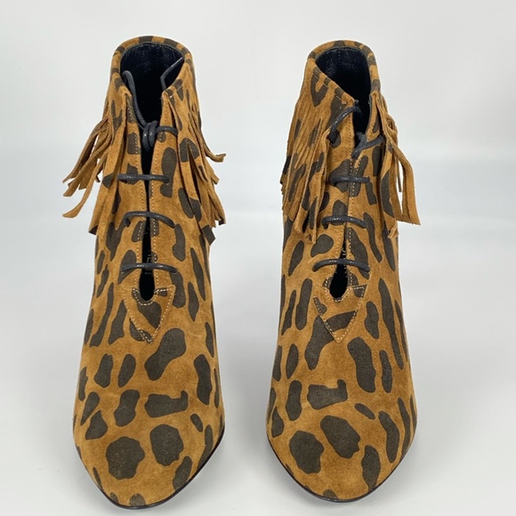 Saint Laurent Anita ankle boots in leopard pattern suede - Picture 2 of 9
